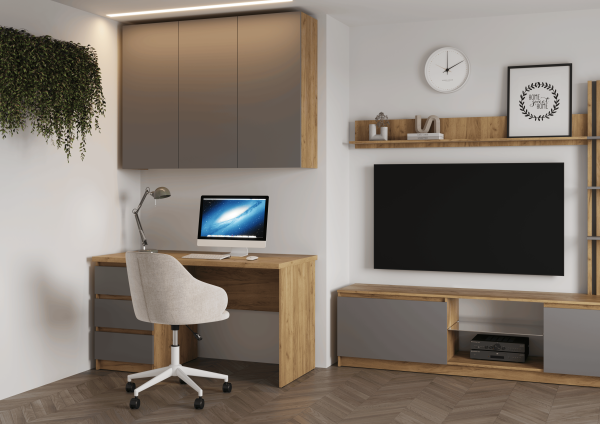 БОСТОН Стол письменный СП-001 ЛДСП (Комплект) Дуб Крафт золотой / Серый Шифер