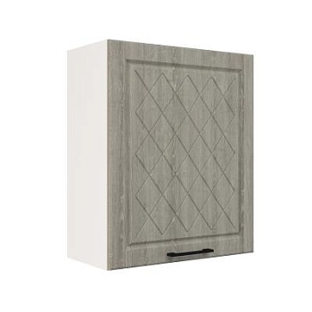 Шкаф верхний ШВ 600-1 Корпус: ЛДСП белый 16мм; фасад: фрезеровка Барселона, МДФ седой клен 16мм