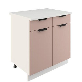 Шкаф нижний с ящиками ШН2Я 800 Корпус: ЛДСП белый 16мм; фасад: фрезеровка Норд, МДФ софт латте 16 мм Шкаф нижний с ящиками ШН2Я 800 Корпус: ЛДСП белый 16мм; фасад: фрезеровка Норд, МДФ софт латте 16 мм