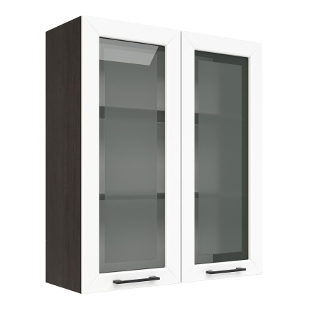 Шкаф верхний со стеклом (премьер) ШВС 800Н Корпус: ЛДСП венге 16мм; фасад: фрезеровка Кельн, МДФ софт даймонд 16мм