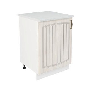 Шкаф нижний ШН 600-1 Корпус: ЛДСП белый 16мм; фасад: фрезеровка Гренада, МДФ сандал 16мм