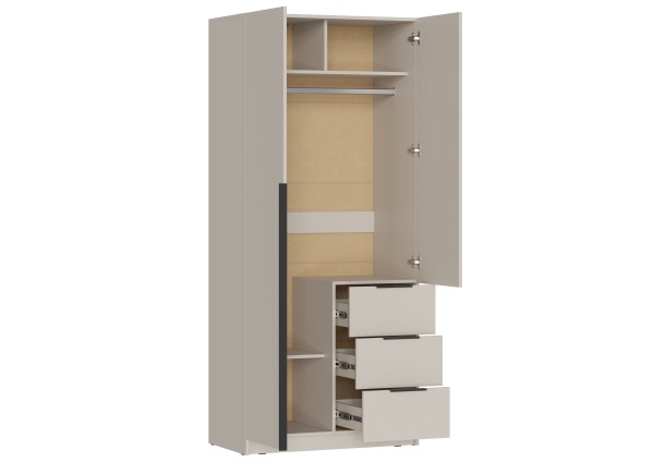 ВЕНТУРО Шкаф ШК-001 (2-ств, с ящиками) Корпус - Кашемир 2,75