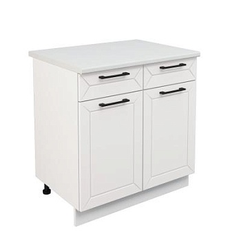 Шкаф нижний с ящиками ШН2Я 800 Корпус: ЛДСП белый 16мм; фасад: фрезеровка Кельн, МДФ софт пломбир 16 мм Шкаф нижний с ящиками ШН2Я 800 Корпус: ЛДСП белый 16мм; фасад: фрезеровка Кельн, МДФ софт пломбир 16 мм