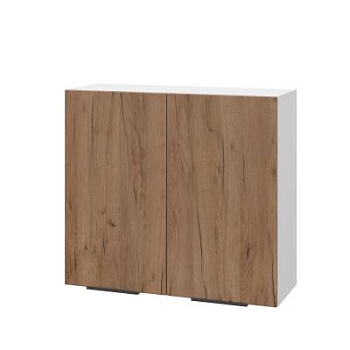 Шкаф верхний ШВ 800 Корпус: ЛДСП белый 16мм; фасад: фрезеровка Оливия, ЛДСП дуб крафт табачный 16 мм