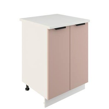 Шкаф нижний ШН 600 Корпус: ЛДСП белый 16мм; фасад: фрезеровка Норд, МДФ софт какао 16 мм