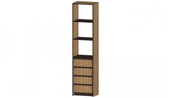 Бостон Стеллаж 4 ящика РАСПРОДАЖА/Дуб Крафт / Венге