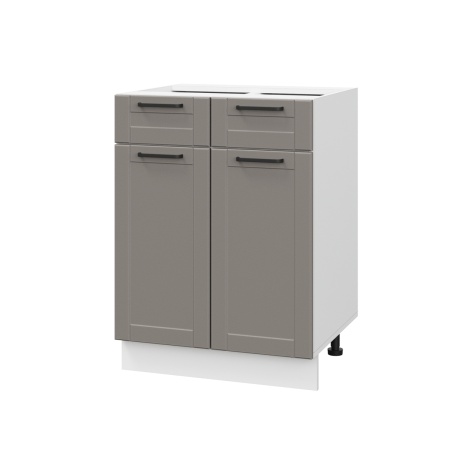 Шкаф нижний с ящиками ШН2Я 600 Корпус: ЛДСП белый 16мм; фасад: фрезеровка Диада, МДФ лофт кварц 16 мм