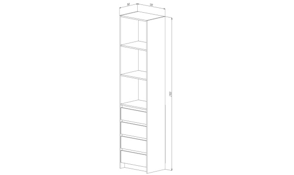 Бостон Стеллаж 4 ящика Анкор светлый / Венге