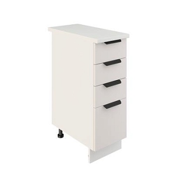 Шкаф нижний с ящиками ШНЯ 300 Корпус: ЛДСП белый 16мм; фасад: фрезеровка Норд, МДФ софт даймонд 16 мм