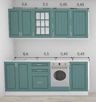 Кухня Барселона Морское дерево 2,0 м с местом под духовой шкаф 450 и посудомоечную машину 450 (11484)