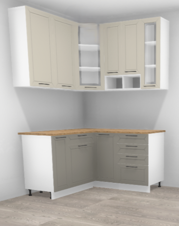 Кухня угловая Кельн Премьер Софт бланж / Софт карамель 1,5*1,5 м