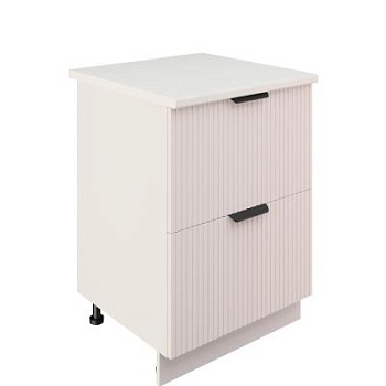 Шкаф нижний с ящиками ШНГ2Я 600 Корпус: ЛДСП белый 16мм; фасад: фрезеровка Норд Line, МДФ софт пломбир 16 мм