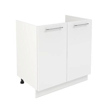 Шкаф нижний под мойку ШНМ 800 Корпус: ЛДСП белый 16мм; фасад: фрезеровка Олива, МДФ глянец белый 16мм