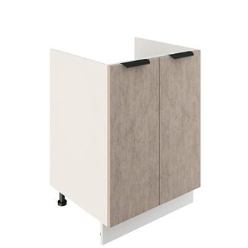 Шкаф нижний под мойку ШНМ 600 Корпус: ЛДСП белый 16мм; фасад: фрезеровка Норд, МДФ камень беж 16 мм