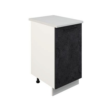 Шкаф нижний ШН 450 Корпус: ЛДСП белый 16мм; фасад: фрезеровка Нувель, МДФ бетон черный 16мм
