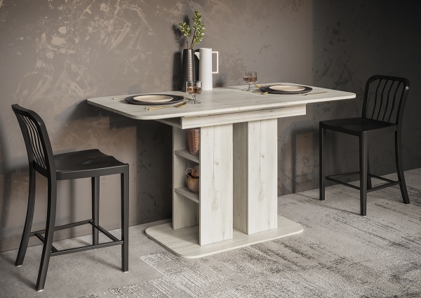 Стол обеденный раздвижной Оливер-04 Дуб крафт белый/дуб крафт белый