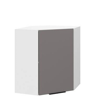 Шкаф верхний угловой ШВУ 600 Корпус: ЛДСП белый 16мм; фасад: фрезеровка Оливия, МДФ моно брауни 16 мм