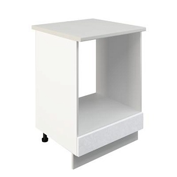 Шкаф нижний духовой ШНД 600 Корпус: ЛДСП белый 16мм; фасад: фрезеровка Бруклин, МДФ бетон белый 16мм