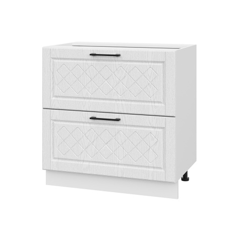 Шкаф нижний с ящиками ШНГ2Я 800 Барселона белый массив (МДФ 16мм МС София)