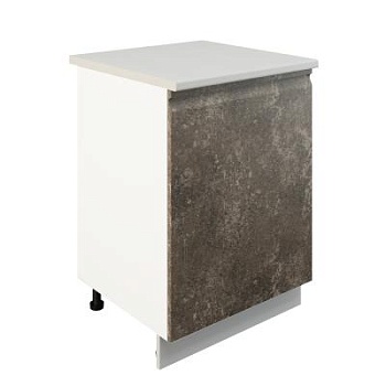 Шкаф нижний ШН 600-1 Корпус: ЛДСП белый 16мм; фасад: фрезеровка Бруклин, МДФ бетон коричневый 16мм