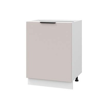 Шкаф нижний ШН 600-1 Корпус: ЛДСП белый 16мм; фасад: фрезеровка Оливия, МДФ сиена тауп 16 мм