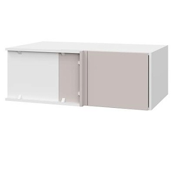 Шкаф верхний угловой антресоль ШВУА 1000 Корпус: ЛДСП белый 16мм; фасад: фрезеровка Оливия, МДФ сиена тауп 16 мм