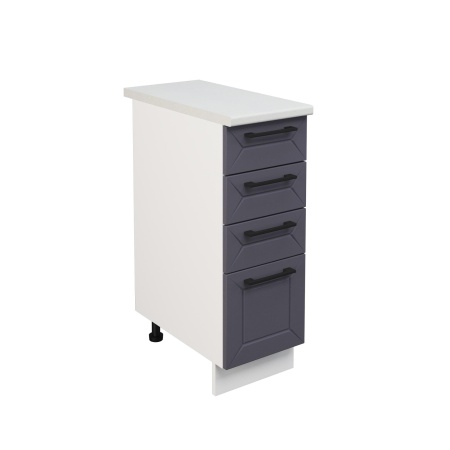 Шкаф нижний с ящиками ШНЯ 300 Корпус: ЛДСП белый 16мм; фасад: фрезеровка Кельн, МДФ софт смок 16мм