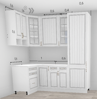 Кухня угловая Гренада Сандал (высокие шкафы) 1200*2200 мм + закрытый пенал (11538)
