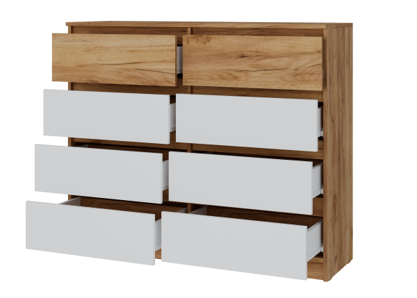 БОСТОН ЛАЙТ Комод КМ-002 Корпус - Дуб Крафт золотой К003  Фасад ЛДСП - Белый (Гладкий)