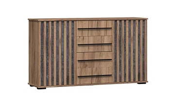 Марракеш Комод 2 створки 4 ящика Дуб вотан / Цемент темный