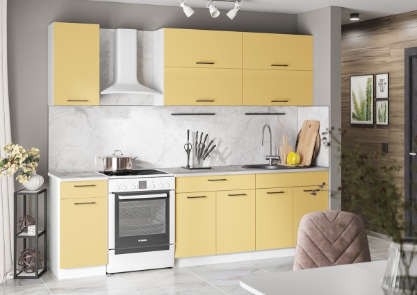 Кухня Ника-1 СНЯТО С ПРОИЗОВДСТВА Белый / Софт шафран