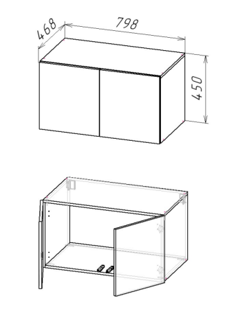 АЙРИ Антресольная секция к ШК-002 (2ств.) Корпус - Кашемир 2,75