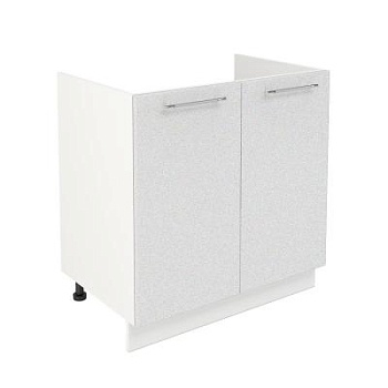 Шкаф нижний под мойку ШНМ 800 Корпус: ЛДСП белый 16мм; фасад: фрезеровка Олива, МДФ металлик белый 16мм