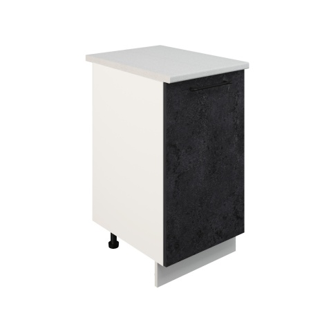 Шкаф нижний ШН 450 Корпус: ЛДСП белый 16мм; фасад: фрезеровка Нувель, МДФ бетон черный 16мм