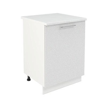 Шкаф нижний ШН 600-1 Корпус: ЛДСП белый 16мм; фасад: фрезеровка Олива, МДФ металлик белый 16мм