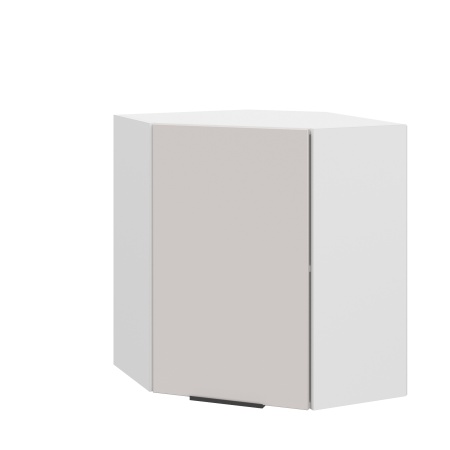 Шкаф верхний угловой ШВУ 600 Корпус: ЛДСП белый 16мм; фасад: фрезеровка Оливия, МДФ моно керамика 16 мм