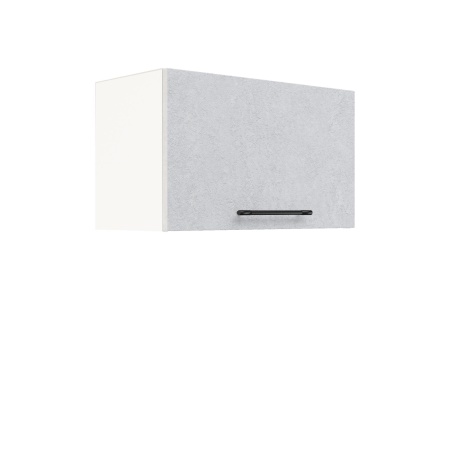 Шкаф верхний горизонтальный ШВГ 600 Корпус: ЛДСП белый 16мм; фасад: фрезеровка Нувель, МДФ бетон белый 16мм