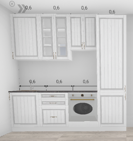 Кухня Гренада Сандал 2,4 м с закрытым пеналом (шкафы высокие) (11540)