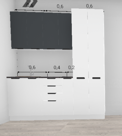 Кухня Норд даймонд / Софт смок 1,0 м + пенал 600 (4605)