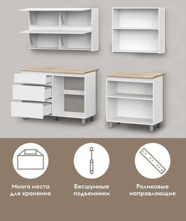 Кухонный гарнитур "Токио" 2,0м (Серия 3) Белый текстурный/Дуб Сонома