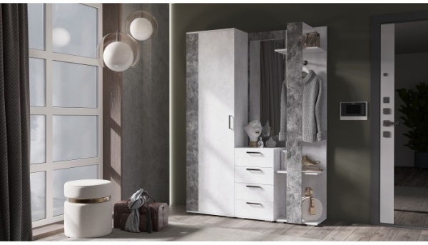 Прихожая Лофт Цемент светлый / Цемент темный