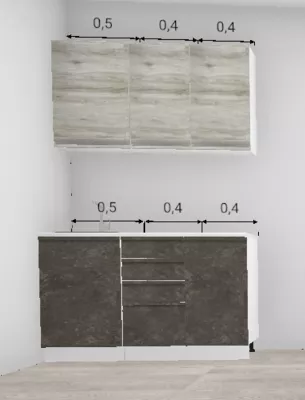 Кухня Бруклин Бетон коричневый низ / Клен скандинавский 1,3 м (10755) Кухня Бруклин Бетон коричневый низ / Клен скандинавский 1,3 м (10755)