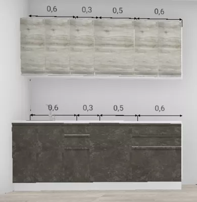 Кухня Бруклин Бетон коричневый низ / Клен скандинавский 2,0 м (10751) Кухня Бруклин Бетон коричневый низ / Клен скандинавский 2,0 м (10751)