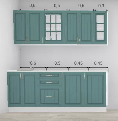 Кухня Барселона морское дерево 2,0 м с местом под  посудомоечную машину 450 (11486)