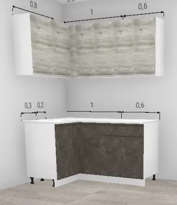 Кухня угловая Бруклин Бетон коричневый низ / Клен скандинавский 1100*1600 мм (10716) Кухня угловая Бруклин Бетон коричневый низ / Клен скандинавский 1100*1600 мм (10716)