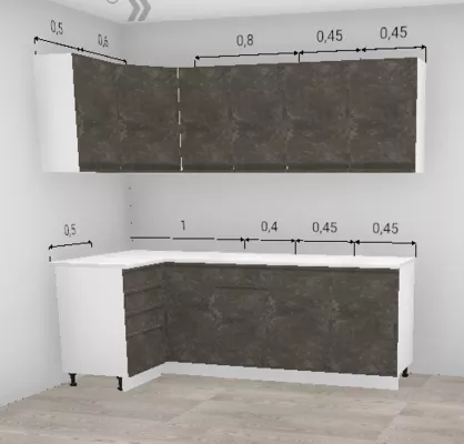 Кухня угловая Бруклин Бетон коричневый 1100*2300 мм (10711) Кухня угловая Бруклин Бетон коричневый 1100*2300 мм (10711)