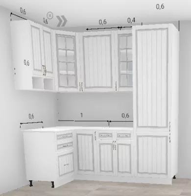 Кухня угловая Гренада Сандал (высокие шкафы) 1200*2200 мм + закрытый пенал (11538)