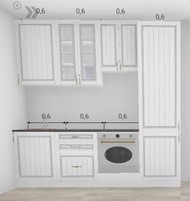 Кухня Гренада Сандал 2,4 м с закрытым пеналом (шкафы высокие) (11540)