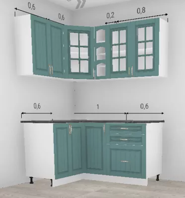 Кухня угловая Барселона Морское дерево 1200*1600 мм (11466)