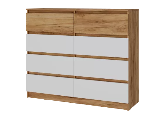 БОСТОН ЛАЙТ Комод КМ-002 Корпус - Дуб Крафт золотой К003  Фасад ЛДСП - Белый (Гладкий)